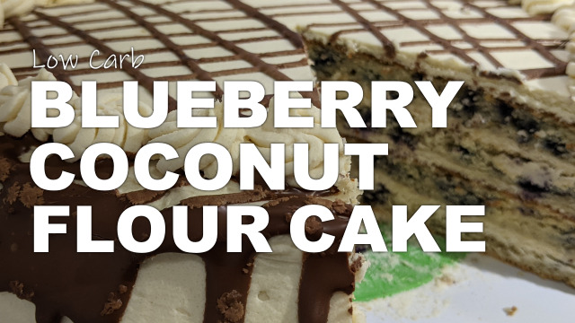 Low Carb Blueberry Coconut Flour Cake with Lemon Cream Cheese Frosting